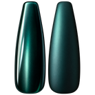 Glossy and matte Deep smoky teal green nail swatches for BEMI Chrome Moonshine.