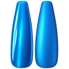 Glossy and matte Bright cyan blue nail swatches for BEMI Chrome Neo Blue.