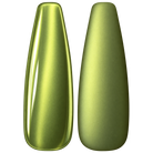 Glossy and matte Fresh yellow-green nail swatches for BEMI Chrome Neo Green.