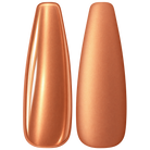 Glossy and matte Warm metallic orange nail swatches for BEMI Chrome Neo Orange.