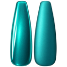 Glossy and matte Bright turquoise teal nail swatches for BEMI Chrome Neo Teal.