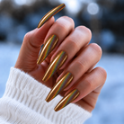 BEMI Chrome Rose Gold Holo nails in a color photo.
