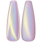 Glossy and matte Pearly white with soft rainbow shifts nail swatches for BEMI Chrome Unicorn.