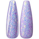 Glossy and matte Pale lilac with iridescent flakes nail swatches for BEMI Chrome Unicorn Flakes.
