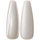 Glossy and matte Soft pearl white nail swatches for BEMI Chrome White Pearl.