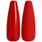 Glossy and matte bright classic red nail swatches for BEMI Creami Adrenaline R01.