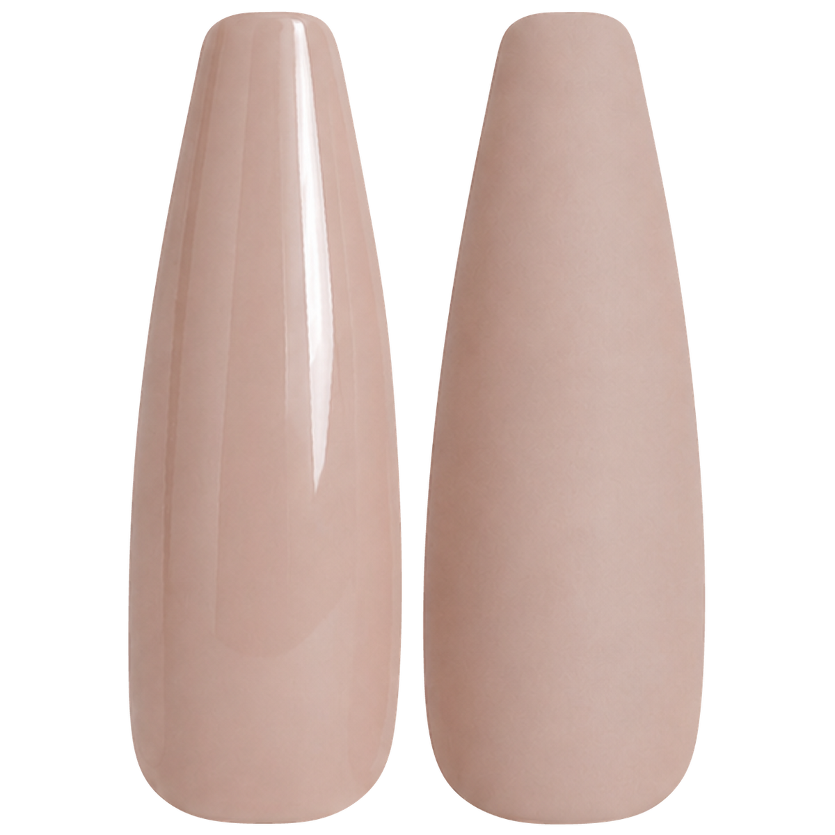 Glossy and matte sheer beige nude nail swatches for BEMI Creami Barely SN05.