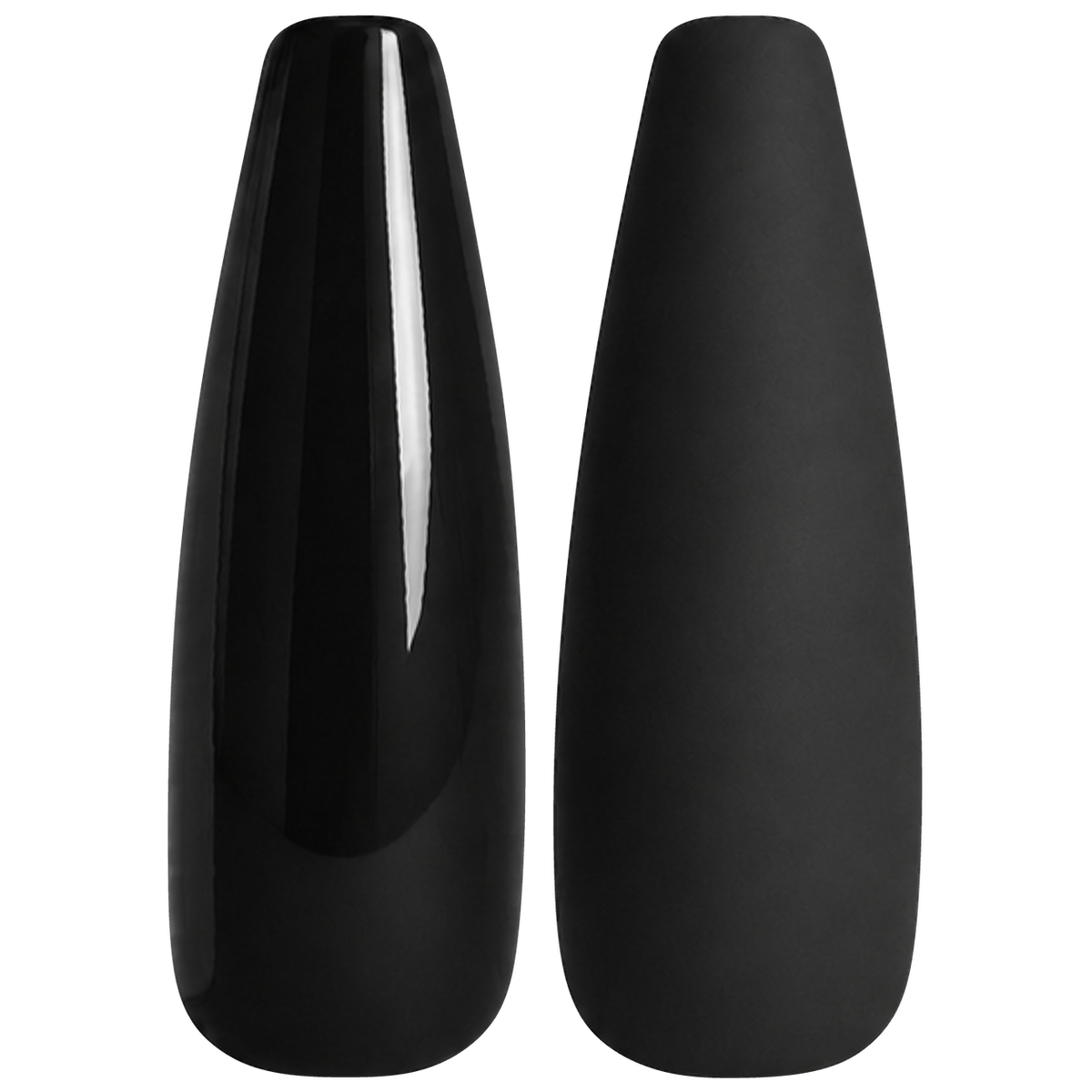 Glossy and matte true black nail swatches for BEMI Creami Blackout B01.