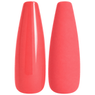 Glossy and matte bright coral red nail swatches for BEMI Creami Flare O04.