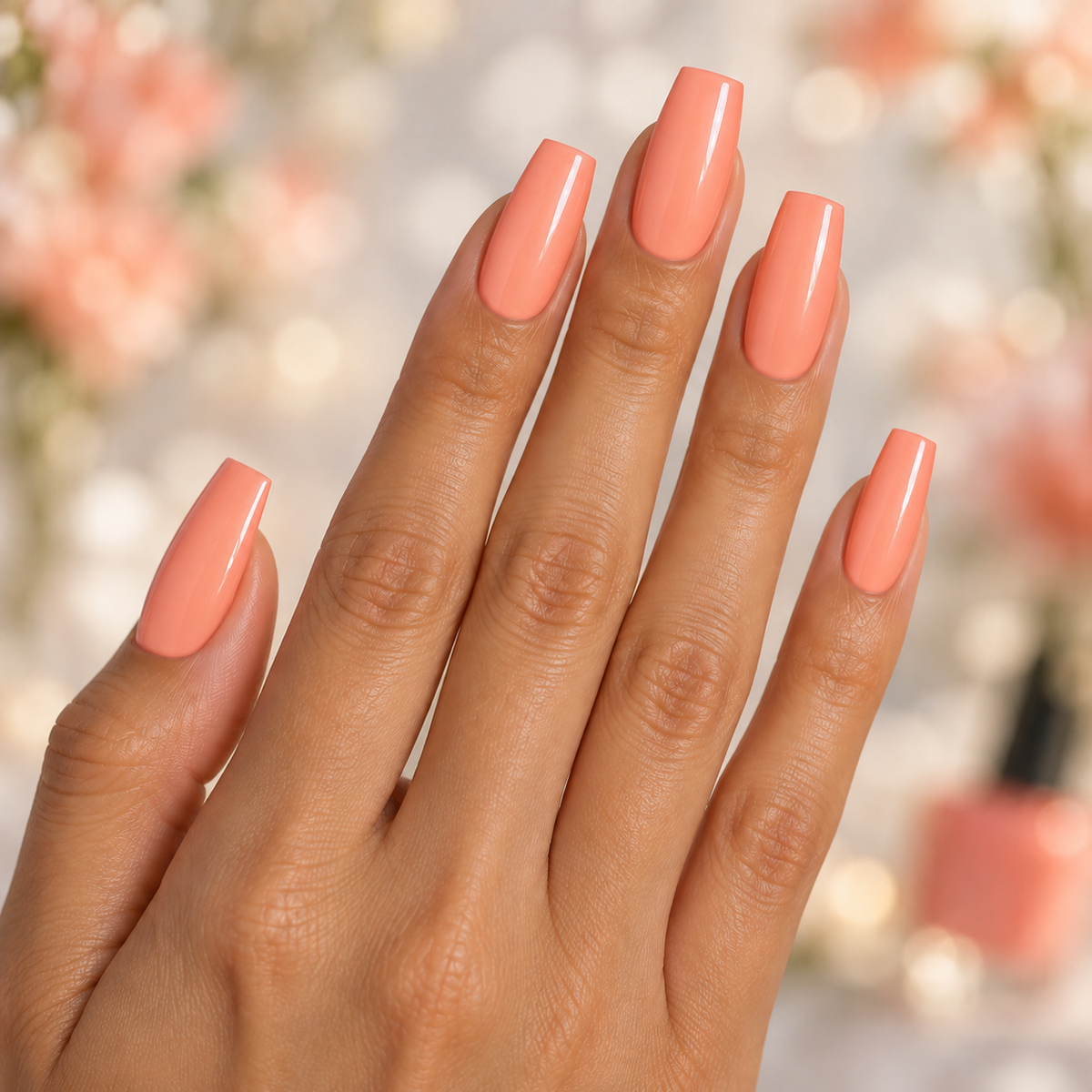 BEMI Creami Guava O15 nails in a color photo.