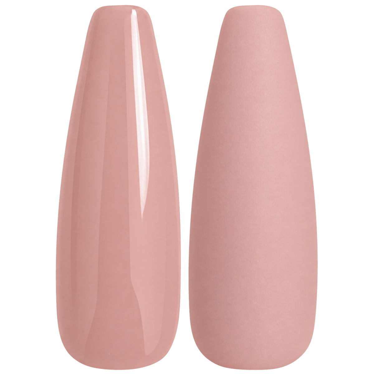 Glossy and matte sheer nude pink nail swatches for BEMI Creami Nectar SN04.