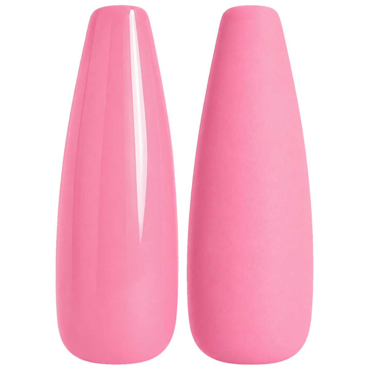 Glossy and matte bright warm pink nail swatches for BEMI Creami Popstar O27.