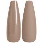Glossy and matte warm cocoa taupe nail swatches for BEMI Creami Praline N07.