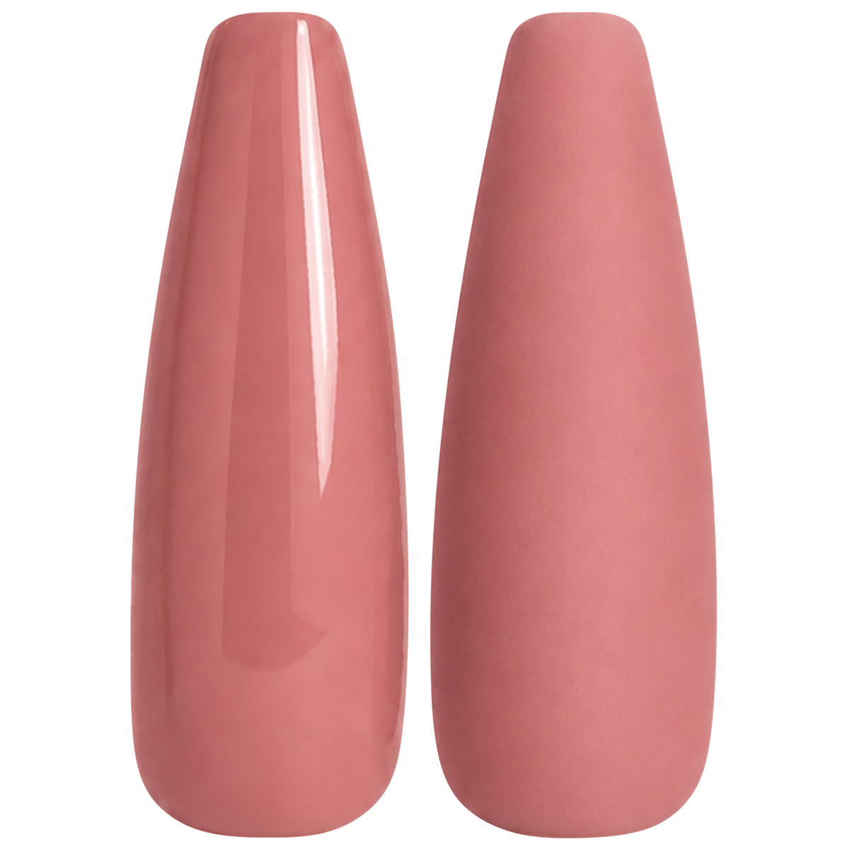 Glossy and matte muted warm rose nail swatches for BEMI Creami Rendezvous F08.