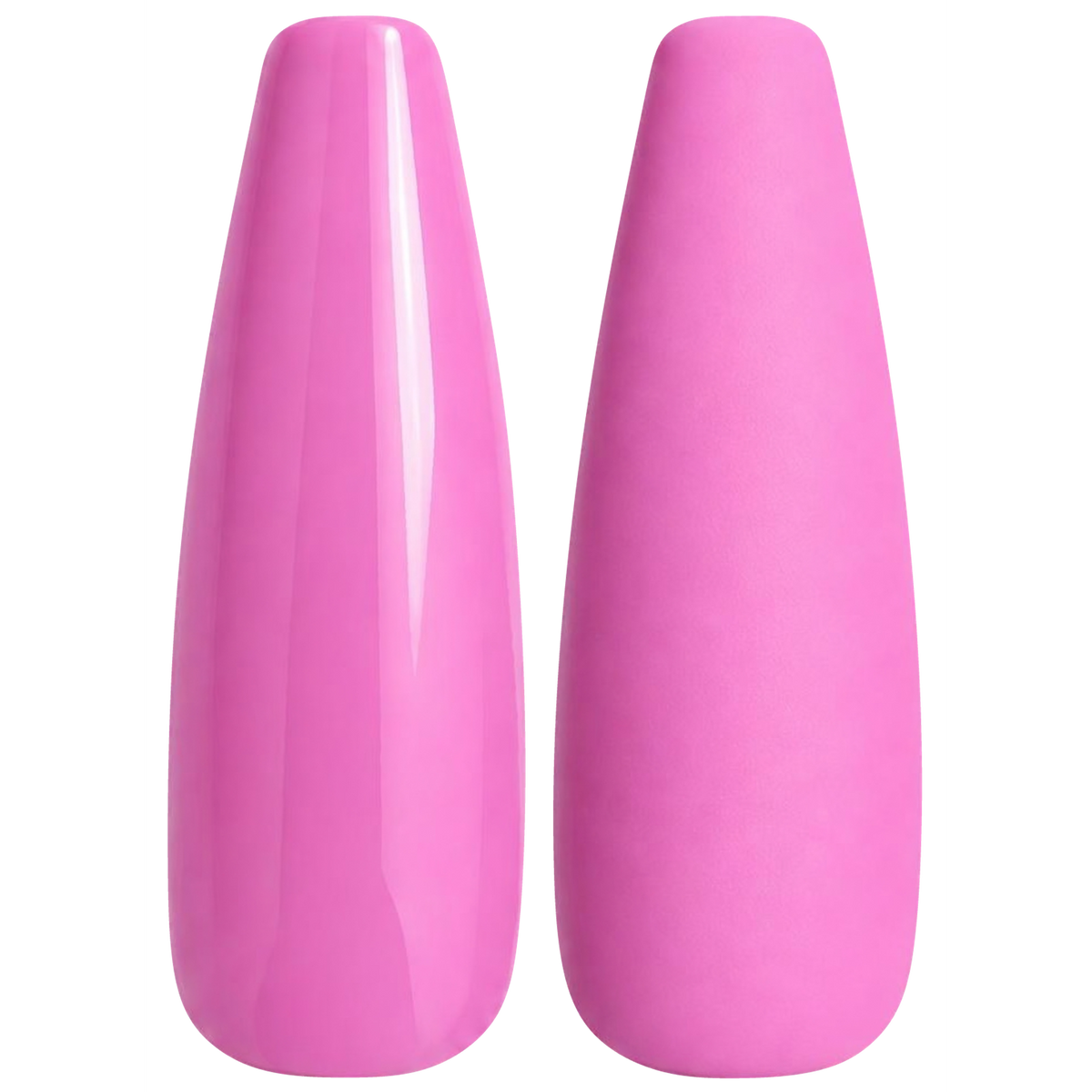 Glossy and matte bright orchid pink nail swatches for BEMI Creami Wisk Taker SS04.