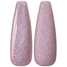 Glossy and matte Soft pink holographic sparkle nail swatches for BEMI Glitter Flirt.