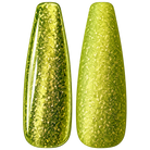 Glossy and matte Bright chartreuse green nail swatches for BEMI Metal Leaf Electric.