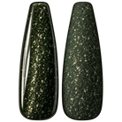 Glossy and matte Deep forest green nail swatches for BEMI Metal Leaf Evergreen.