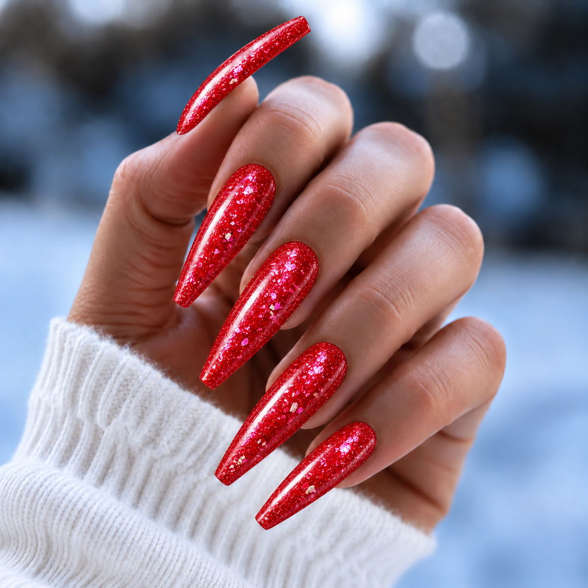 BEMI Metal Leaf Miami nails in a color photo.