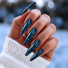 BEMI Metal Leaf Midnight nails in a color photo.