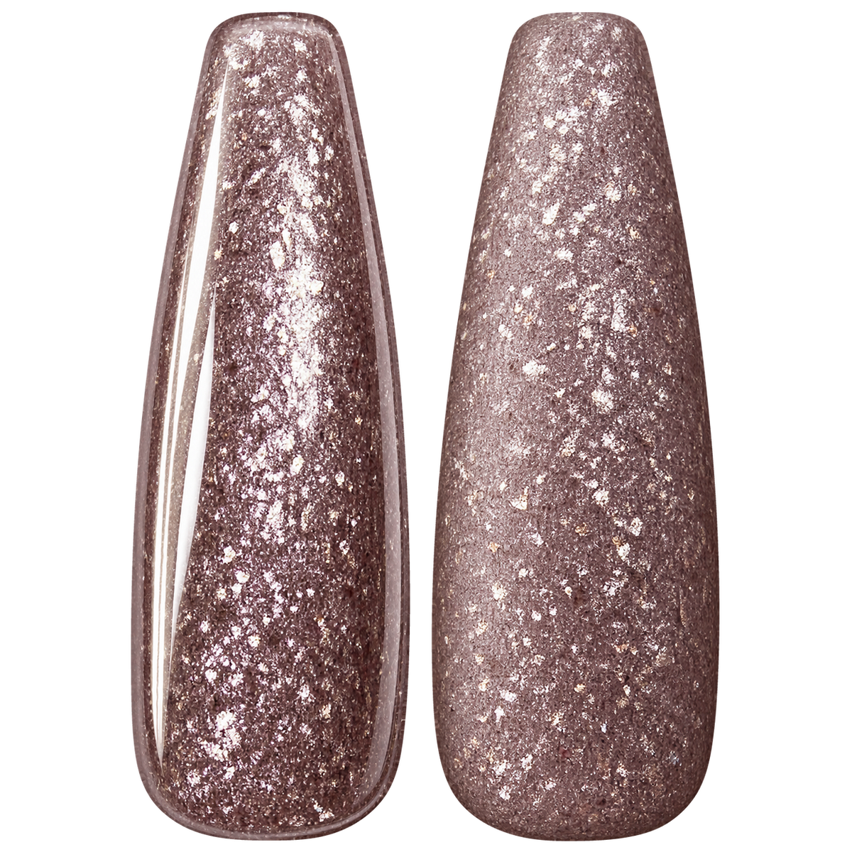 Glossy and matte Muted rose mauve nail swatches for BEMI Metal Leaf Nova.
