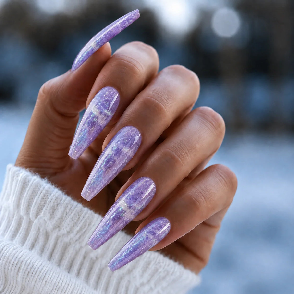 BEMI Quartz Lavender nails in a color photo.
