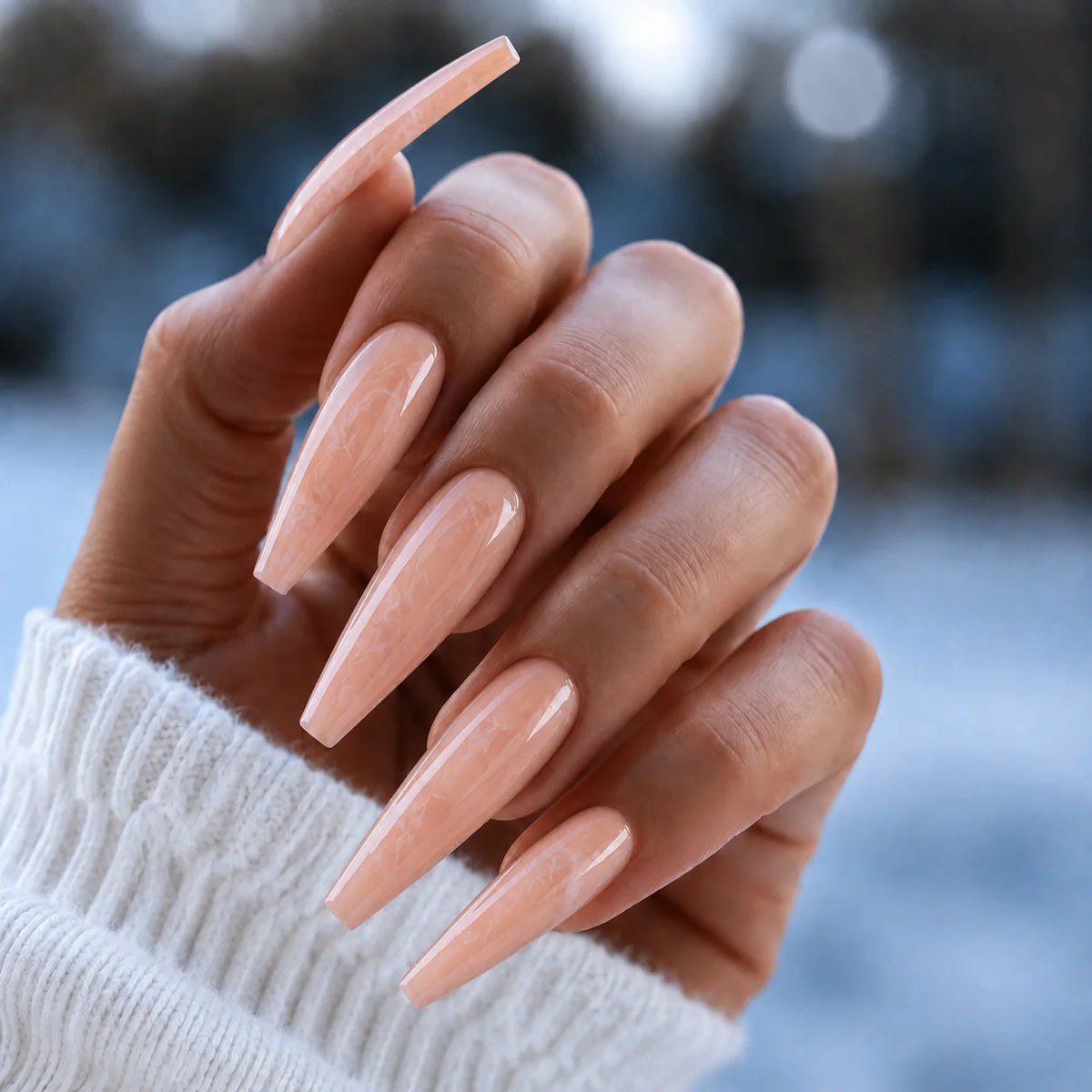BEMI Quartz Peach nails in a color photo.