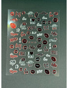 Coconoir Beauty Nail Decal Valentines Red/White 3 2pk nail decal sheet
