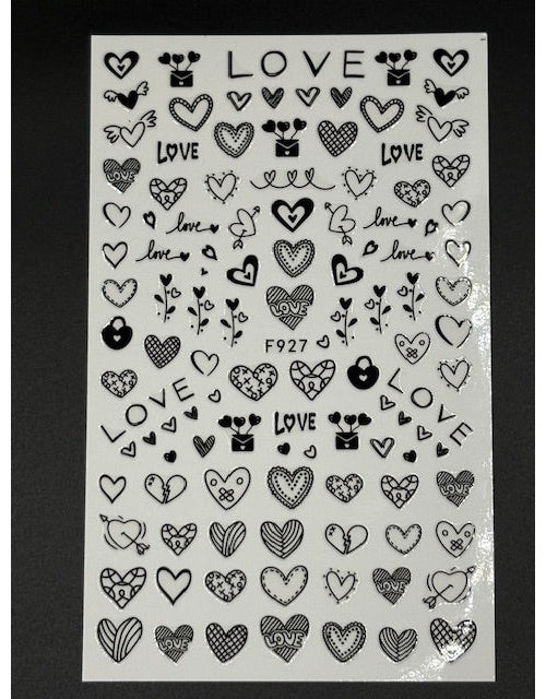 Coconoir Beauty Nail Decal Valentines Black #3 nail decal sheet