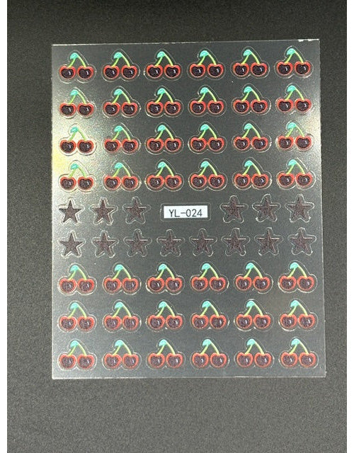 Coconoir Beauty Nail Decal Stars & Cherries nail decal sheet