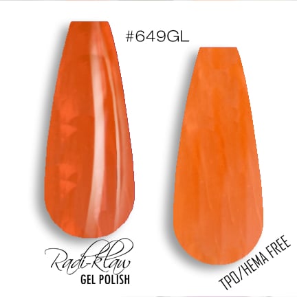 Phat Kat Orange Glass #649GL gel polish color swatches